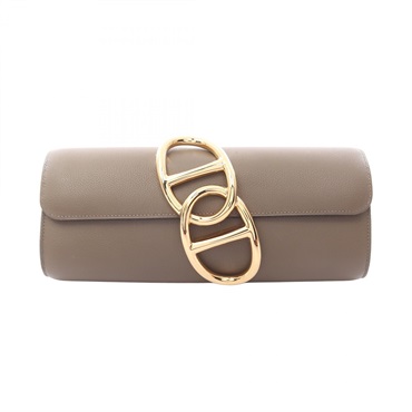 HERMES Egee business clutch second bag X Evercolor Etoupe Grey Used Women GHW