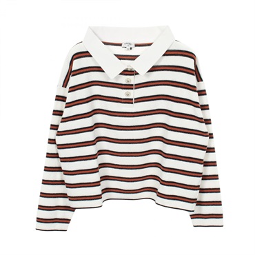 CHANEL Polo Shirt Long sleeves #38 P81087K11730 cotton White Brown Black Used