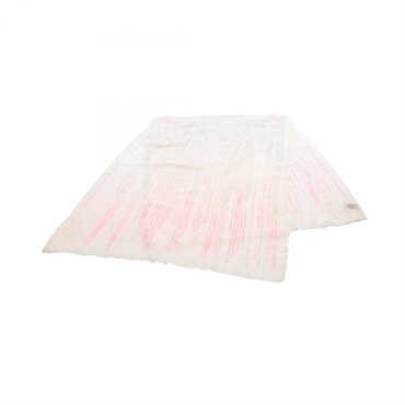 CHANEL Text Stole shawl wrap silk cashmere Beige Gray Pink Used Women CC