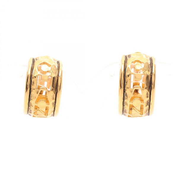 CHANEL logo Earring Gold Plated Used Women Coco CC