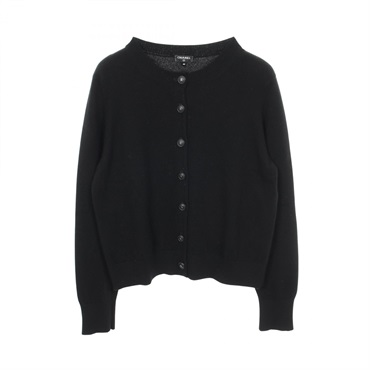 CHANEL COCO Mark button cardigan #40 knitwear P57340K07498 cashmere Black Used
