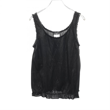 CHANEL Sleeveless Tank top #36 P52651V33521 Rayon cotton Black Used Women CC