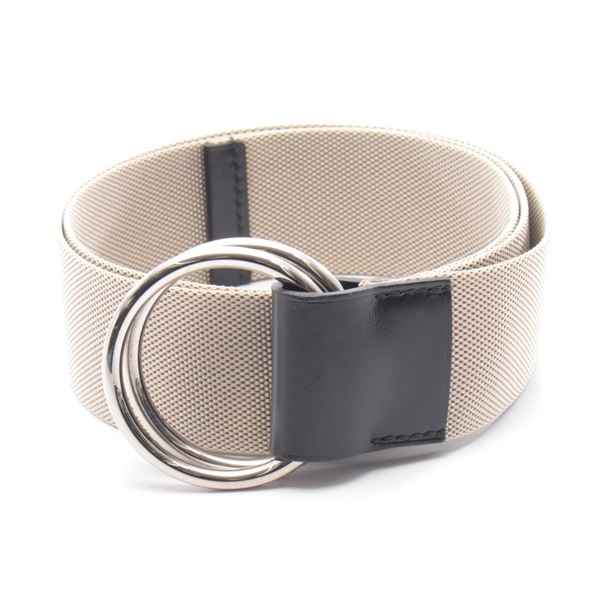 HERMES Double ring Belt Box calf leather Nylon Black Beige Used Women H SHW