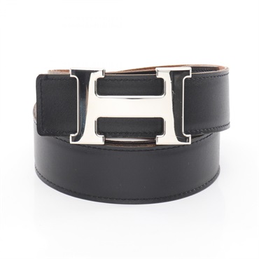 HERMES Constance H Belt Togo leather Calfskin Black Brown SHW Used mens F