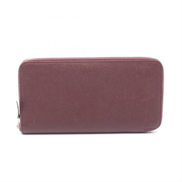 HERMES Azap long Silk in Around zip long Wallet Epsom leather Rouge H SHW Used A