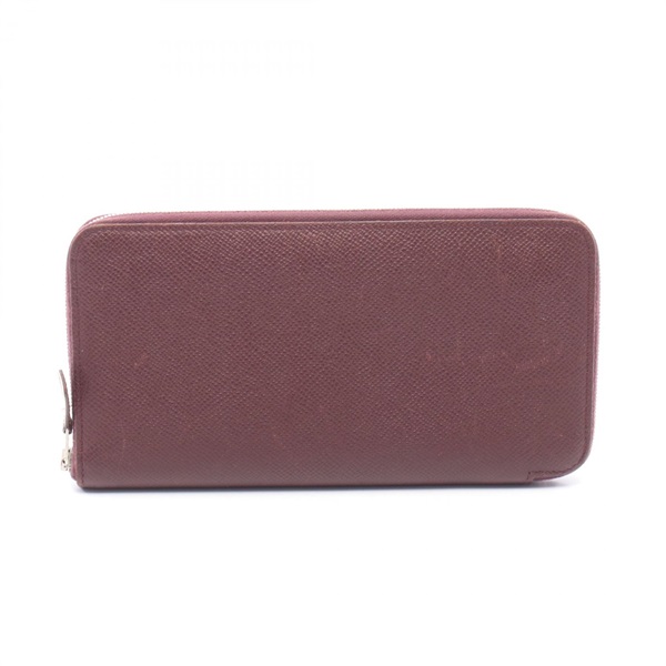 HERMES Azap long Silk in Around zip long Wallet Epsom leather Rouge H SHW Used A