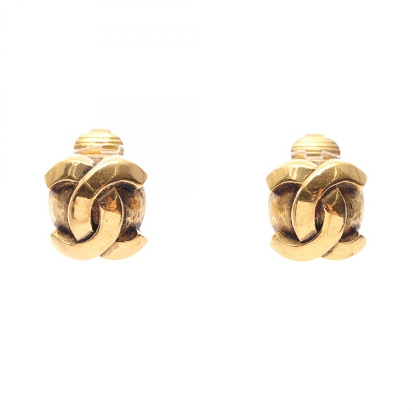 CHANEL COCO Mark Vintage Earring Gold Plated Used Women CC