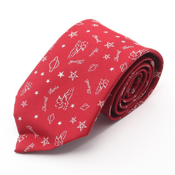 CHANEL Constellation Tie silk Red Used mens