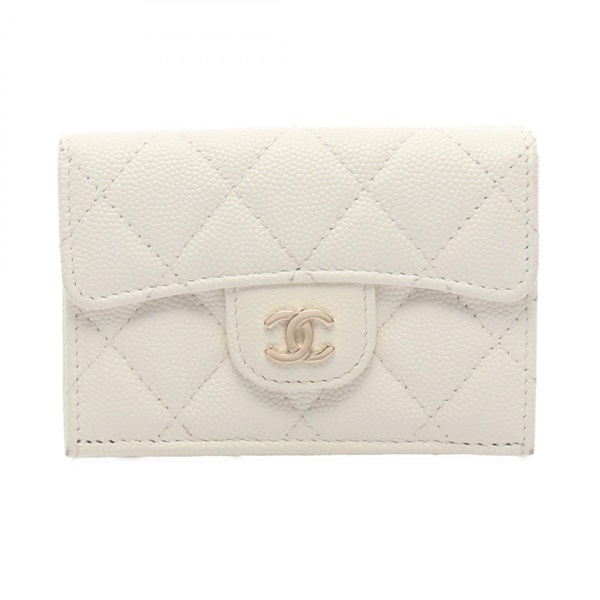 CHANEL Classic Small Flap Matelasse Tri-fold Wallet AP0230 leather White Used CC