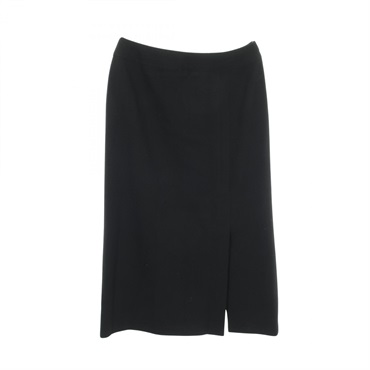 CHANEL COCO Mark button 98A skirt P11857V06979 wool Black #42 Used Women