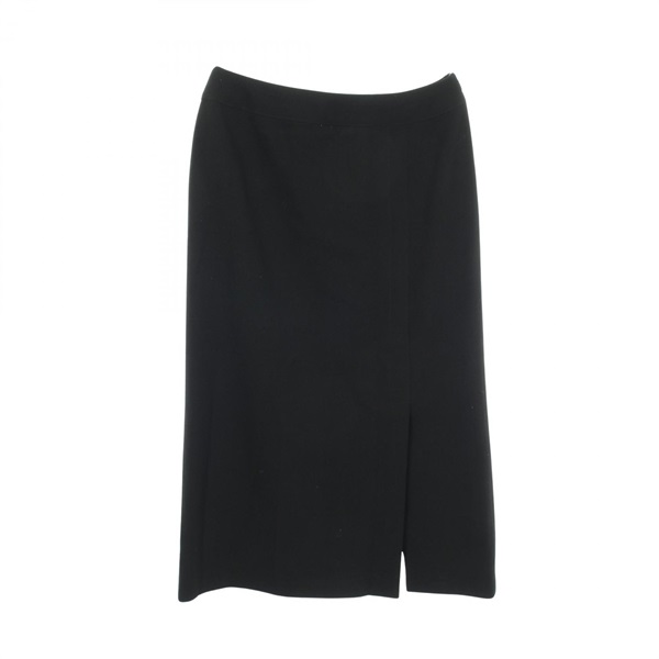 CHANEL COCO Mark button 98A skirt P11857V06979 wool Black #42 Used Women