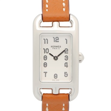HERMES Nantucket Wrist Watch NA2.110.220 Quartz SS Leather Used Women
