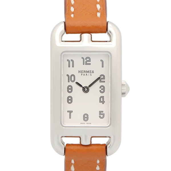 HERMES Nantucket Wrist Watch NA2.110.220 Quartz SS Leather Used Women