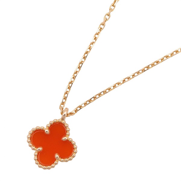 VAN CLEEF & ARPELS Sweet Alhambra Carnelian Necklace Pendant 18KRG Used Women