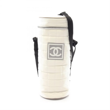 CHANEL Sports Line Bottle Holder Shoulder Bag Nylon canvas White Used Women SHW