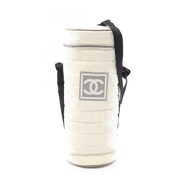 CHANEL Sports Line Bottle Holder Shoulder Bag Nylon canvas White Used Women SHW