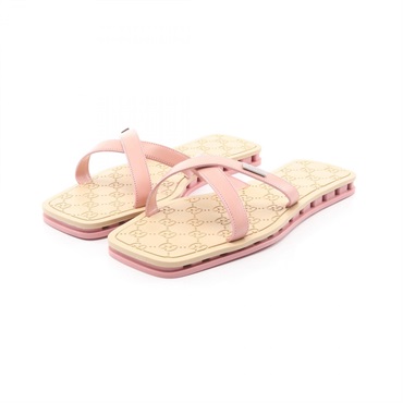 GUCCI GG pattern beach sandals #36.5C shoes leather rubber Pink Beige Used Women