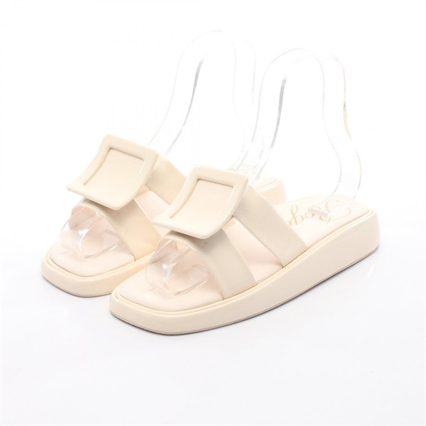 Roger Vivier Sandals Shoes Flat Patent leather Beige Used Women size 38