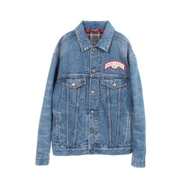 GUCCI Back logo Oversize Denim Jacket Tops 475024 cotton Navy Used mens size 44