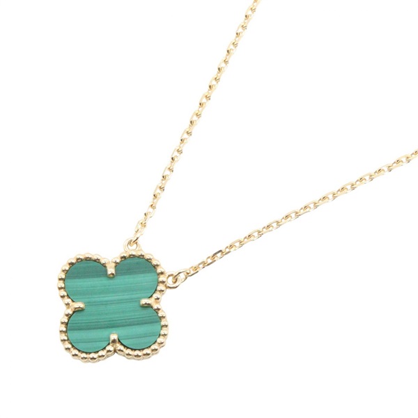 VAN CLEEF & ARPELS Vintage Alhambra Malachite Necklace Pendant 18KYG Used Women