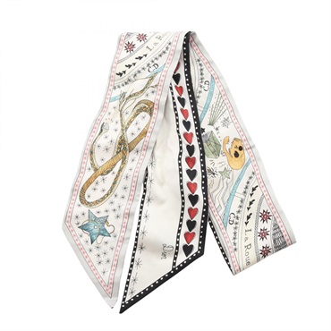Christian Dior Mitzah La Roue de la Fortune Ribbon Scarf silk White Used Women