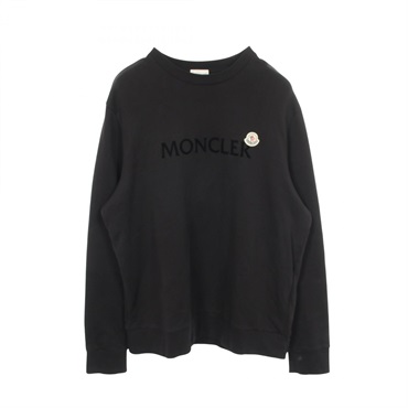 MONCLER Logo Crewneck Sweatshirt Top cotton Black Used mens size XXL