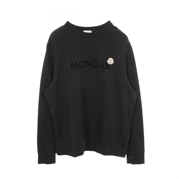MONCLER Logo Crewneck Sweatshirt Top cotton Black Used mens size XXL