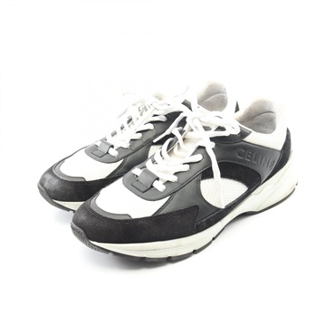 CELINE distressed finish sneakers RUNNNER-CR-03/42 leather Fabric B&W #42 mens