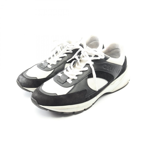 CELINE distressed finish sneakers RUNNNER-CR-03/42 leather Fabric B&W #42 mens