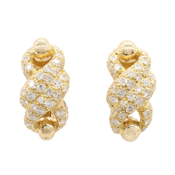 CARTIER Tornado Diamond Earrings 18KYG Yellow Gold Clear Used Women