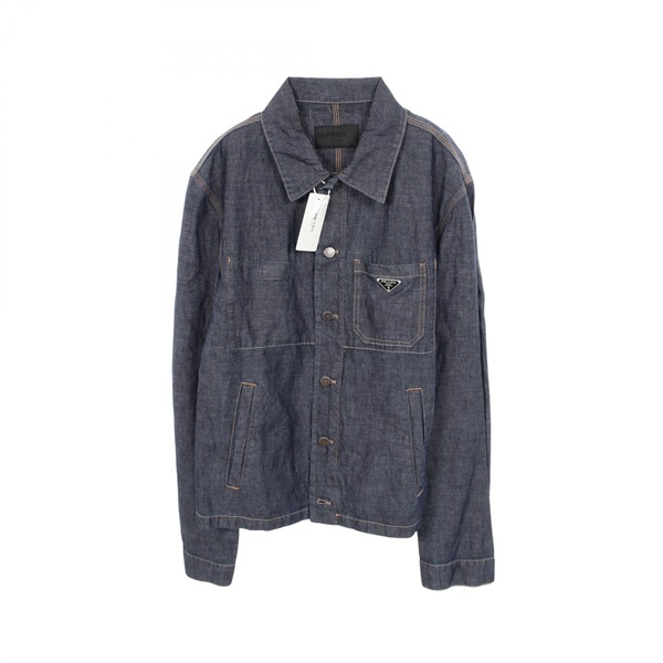 PRADA Chambray Blouson Denim Jacket GBE254 cotton Navy mens size XL
