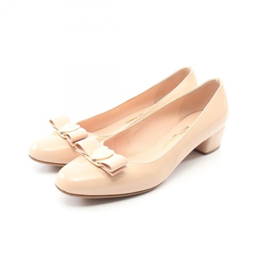 FERRAGAMO WORLD Vara Ribbon Pumps Shoes #9 Patent leather Pink Used Women