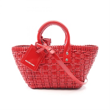 BALENCIAGA BISTRO XS Basket Tote Shoulder Bag 671342 enamel Red Used women