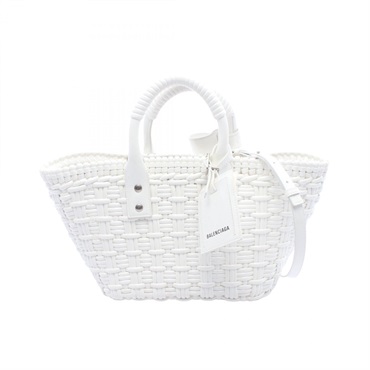 BALENCIAGA BISTRO XS Basket shoulder crossbody Tote Bag 671342 white used