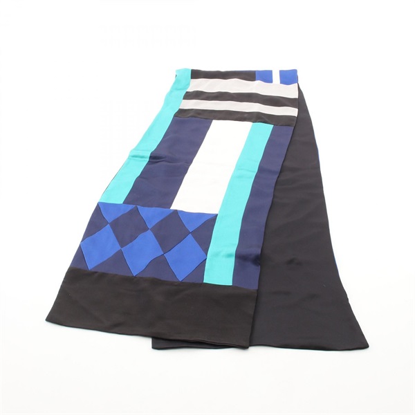 HERMES Stole Silk Blue White Multicolor Used Women