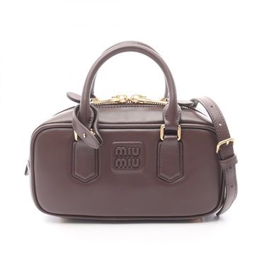 Miu Miu MATELASSE shoulder crossbody Handbag 5BB142 leather Brown Used Women