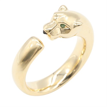CARTIER PANTHERE de Cartier SM Ring 18KYG Gold Tsavorite Garnet Onyx Used #49