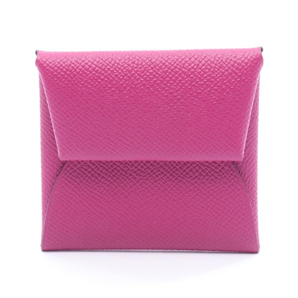 HERMES Bastia Coin Change Purse Case Epsom leather Pink Rose purple SHW Used A