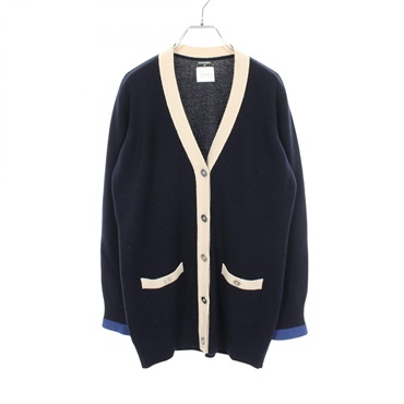 CHANEL COCO Mark button cardigan P50916K06535 cashmere Navy Beige Blue #38 Used