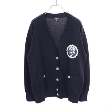 CHANEL COCO Mark Button V-neck Cardigan #36 P74230K10636 cashmere Navy Used