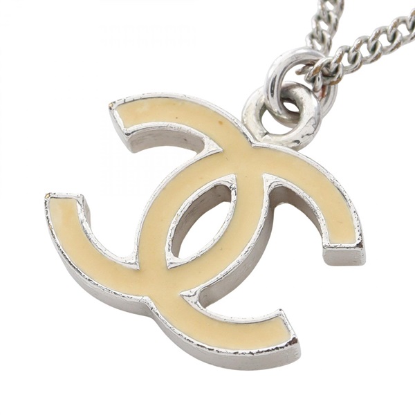 CHANEL COCO Mark Necklace Pendant 44cm Stainless Steel Beige Used Women CC