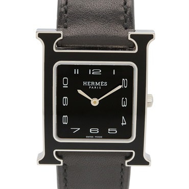 HERMES H watch Wrist Watch HH1.521 Quartz Stainless Steel Leather Used Women