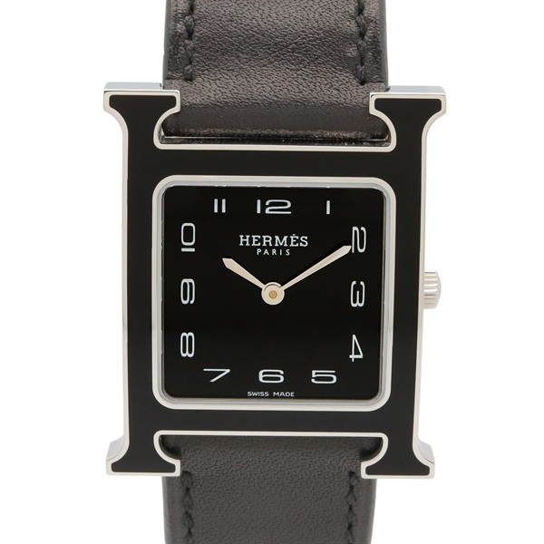 HERMES H watch Wrist Watch HH1.521 Quartz Stainless Steel Leather Used Women