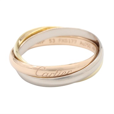 CARTIER Trinity SM Ring 18K Yellow White Pink Rose Gold Women US size #6.5 #53