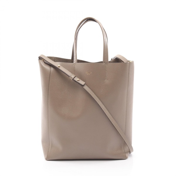 CELINE Vertical Small Cabas Shoulder Tote Bag 189813 leather Beige Used Women