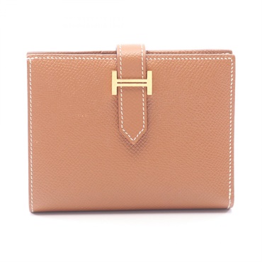 HERMES Bearn Compact Bi-fold wallet Epsom leather Brown Gold Used Women Z GHW