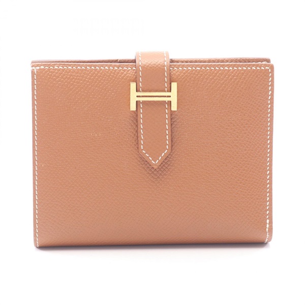 HERMES Bearn Compact Bi-fold wallet Epsom leather Brown Gold Used Women Z GHW