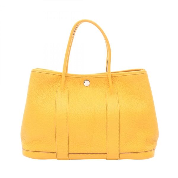 HERMES Garden Party TPM Tote Handbag Negonda leather Yellow Soleil SHW Used M