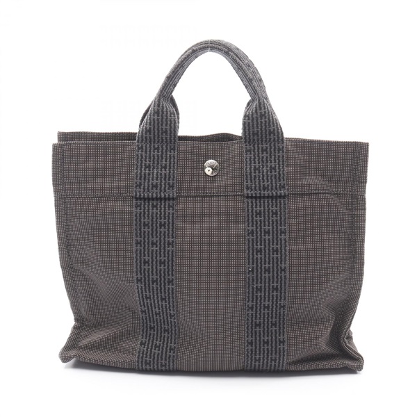 HERMES Herline PM Tote Bag Nylon canvas Gray Used Women SHW