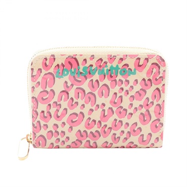 LOUIS VUITTON Zippy Coin Purse Wallet M91484 Vernis leather Leopard Blanc Used